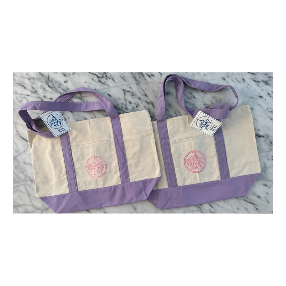 Viral Trader Joe’s Lavender Trim Canvas Tote Bag